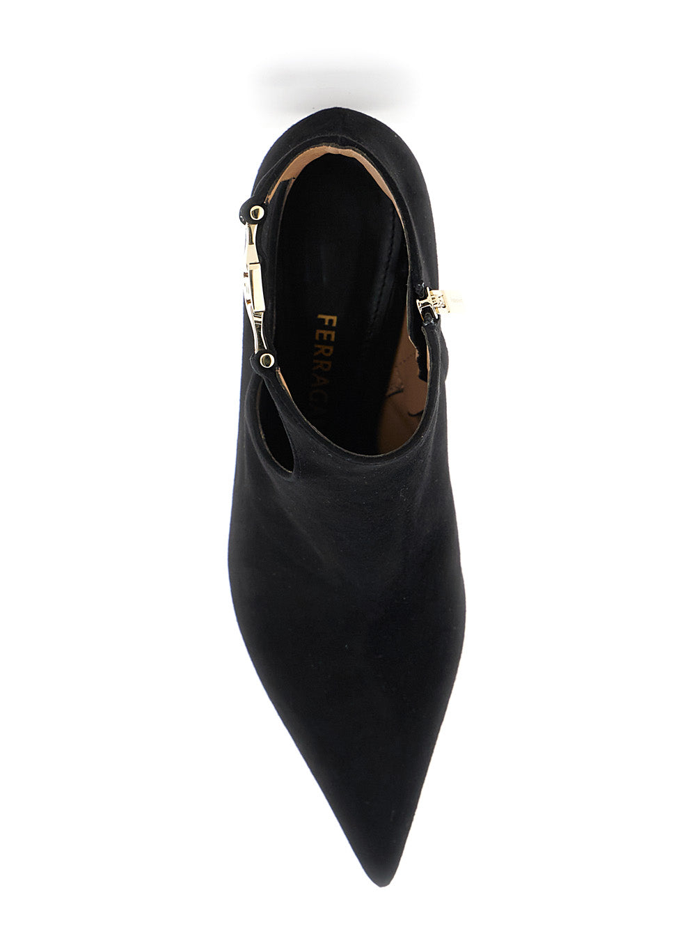 Ferragamo Women 'Agia' Black Ankle Boots With Cut-Out Detail And Stiletto Heel In Suede Woman