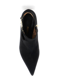 Ferragamo Women 'Agia' Black Ankle Boots With Cut-Out Detail And Stiletto Heel In Suede Woman