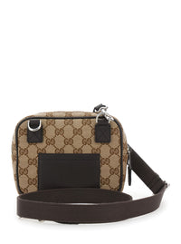 Gucci Men Beige Shoulder Bag With Gg All-Over Motif And Removable Shoulder Strap In Canvas Man