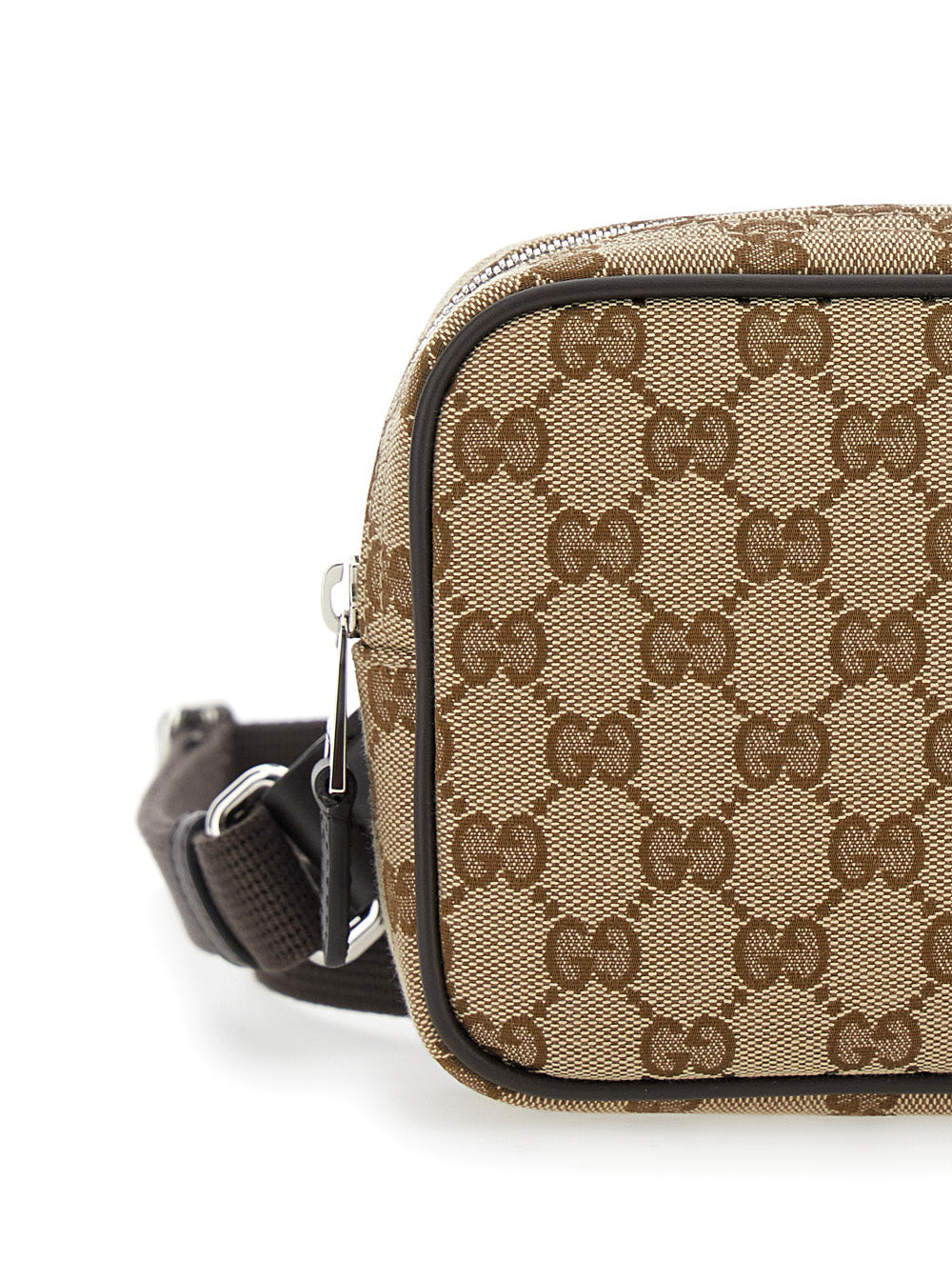 Gucci Men Beige Shoulder Bag With Gg All-Over Motif And Removable Shoulder Strap In Canvas Man