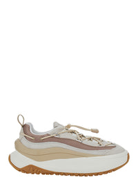 Moon Boot Women 'Moon 247' Beige Low Top Sneakers With Logo On The Tongue In Leather And Fabric Blend Woman
