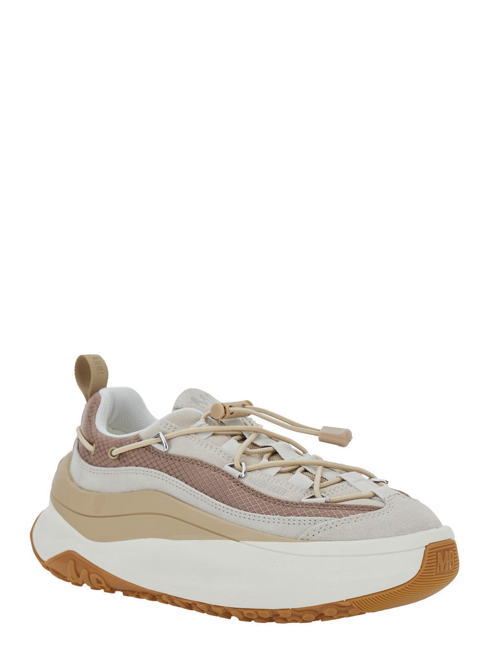 Moon Boot Women 'Moon 247' Beige Low Top Sneakers With Logo On The Tongue In Leather And Fabric Blend Woman