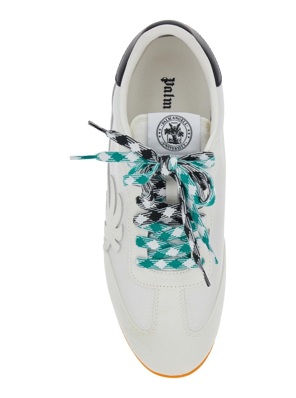 Palm Angels Men 'Pa 5' White Low Top Sneakers With Logo Patch On The Tongue And Contrasting Heel With Logo In Leather Man