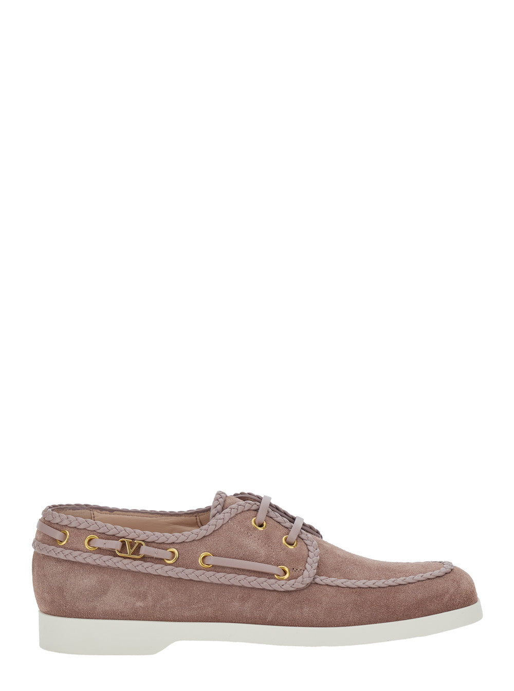 Valentino Garavani Women Beige Loafers With Front Laces And Chunky Decorative Laces In Suede Woman