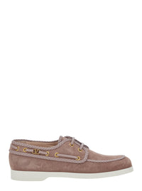 Valentino Garavani Women Beige Loafers With Front Laces And Chunky Decorative Laces In Suede Woman