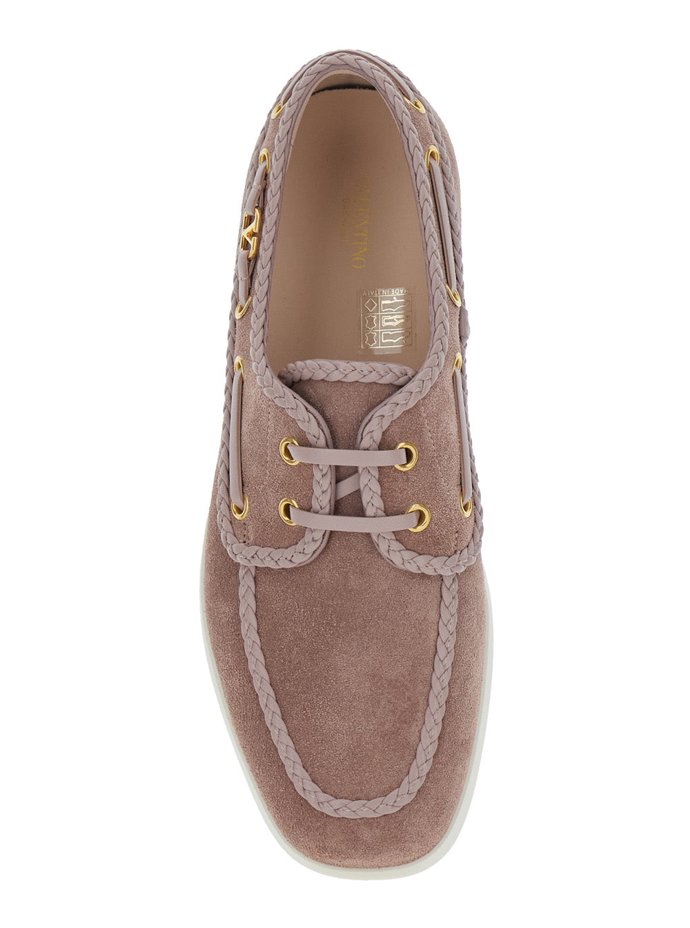 Valentino Garavani Women Beige Loafers With Front Laces And Chunky Decorative Laces In Suede Woman