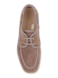 Valentino Garavani Women Beige Loafers With Front Laces And Chunky Decorative Laces In Suede Woman