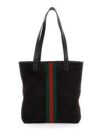 Gucci Men Brown 'Ophidia' Shoulder Bag With Gg Plate On The Front And Web Detail In Gg Supreme Fabric And Leather For Men