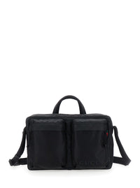 Gucci Men Black Suitcase With Tone-On-Tone Gg All-Over Motif In Tech Fabric Man