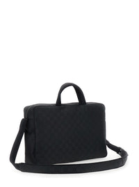 Gucci Men Black Suitcase With Tone-On-Tone Gg All-Over Motif In Tech Fabric Man