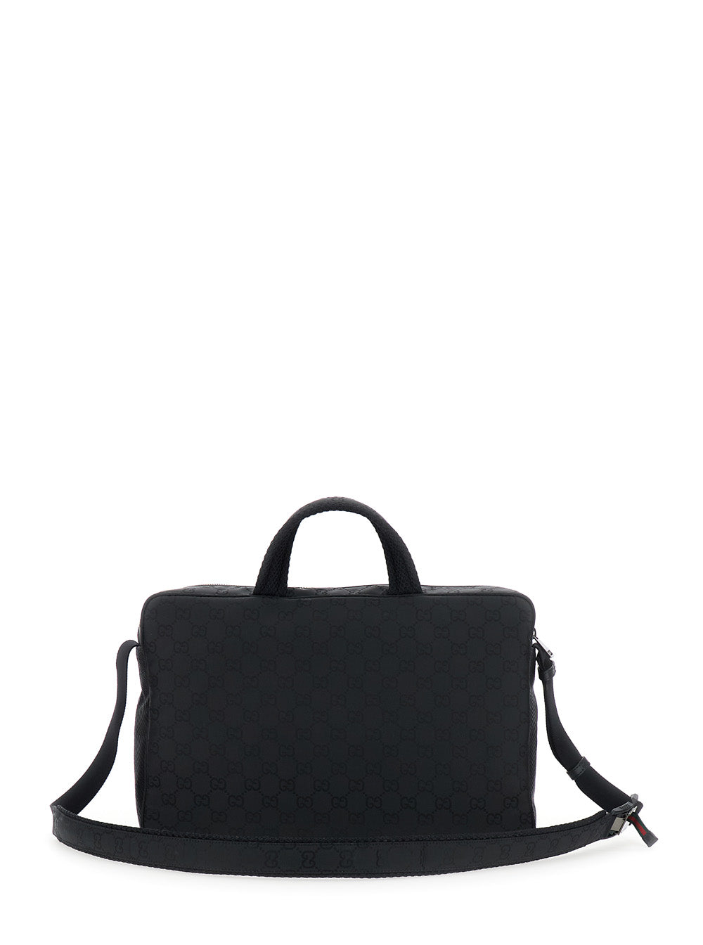 Gucci Men Black Suitcase With Tone-On-Tone Gg All-Over Motif In Tech Fabric Man