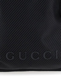 Gucci Men Black Suitcase With Tone-On-Tone Gg All-Over Motif In Tech Fabric Man
