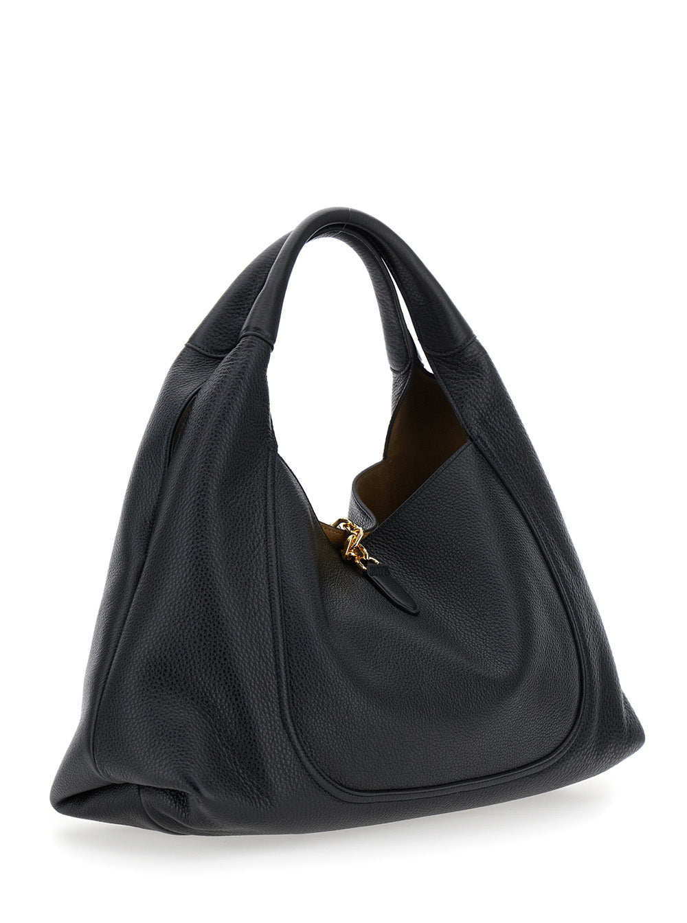 Gucci Women Black Shoulder Bag With Horsebit Closure In Grained Leather Woman