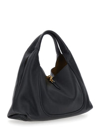 Gucci Women Black Shoulder Bag With Horsebit Closure In Grained Leather Woman