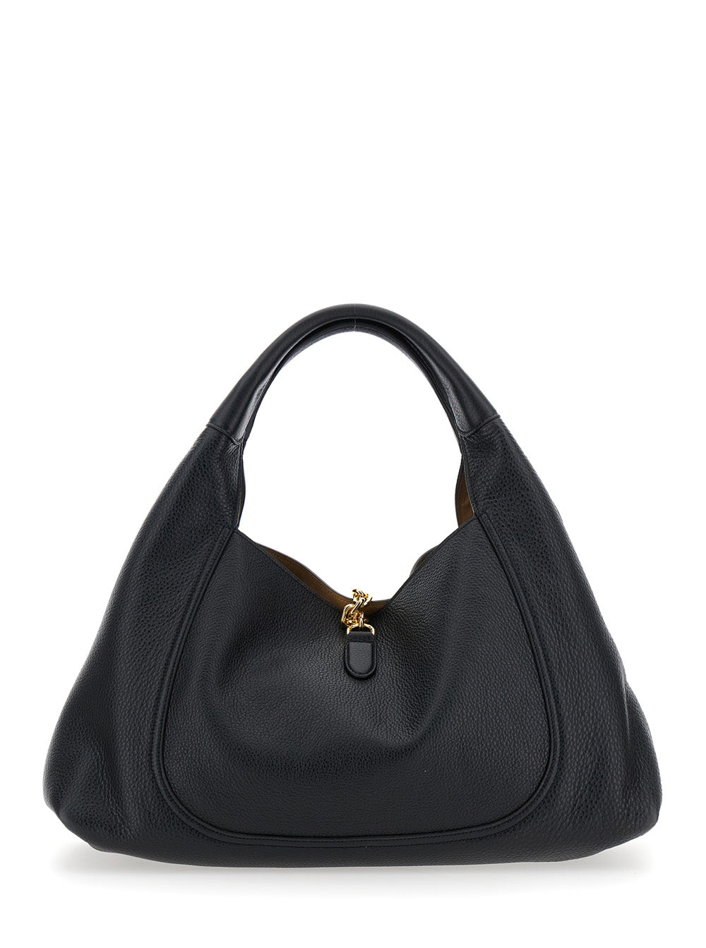 Gucci Women Black Shoulder Bag With Horsebit Closure In Grained Leather Woman