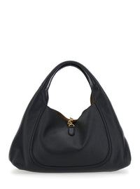 Gucci Women Black Shoulder Bag With Horsebit Closure In Grained Leather Woman