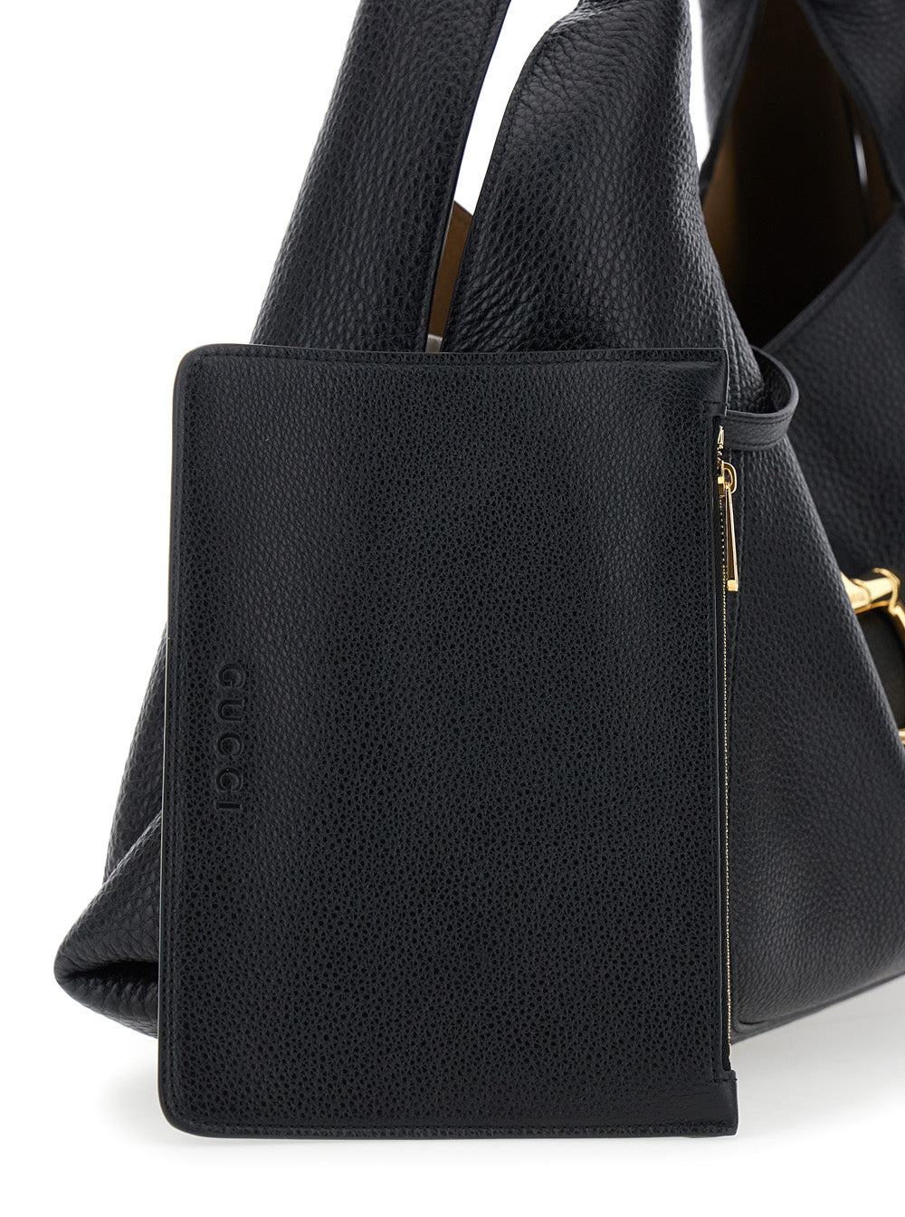 Gucci Women Black Shoulder Bag With Horsebit Closure In Grained Leather Woman