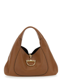 Gucci Women Brown Shoulder Bag With Horsebit Closure In Grained Leather Woman
