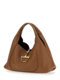 Gucci Women Brown Shoulder Bag With Horsebit Closure In Grained Leather Woman