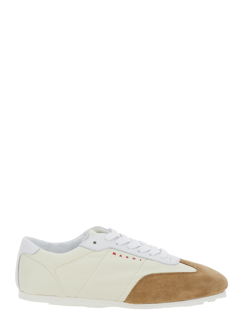 Marni Women White Sneakers With Suede Details And Lettering Logo In Eco-Leather Woman