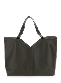 Saint Laurent Men Green Tote Bag With Two Top Handles And Hook Closure In Leather Man