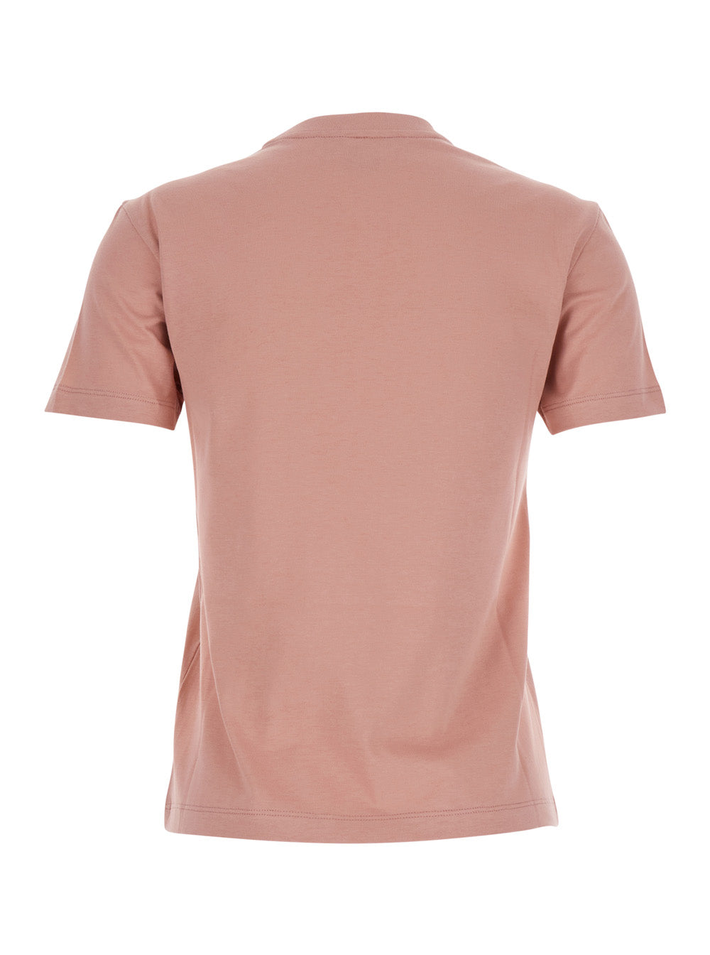 Fendi Women Pink Crewneck T-Shirt With Logo Detail On The Front In Cotton Woman
