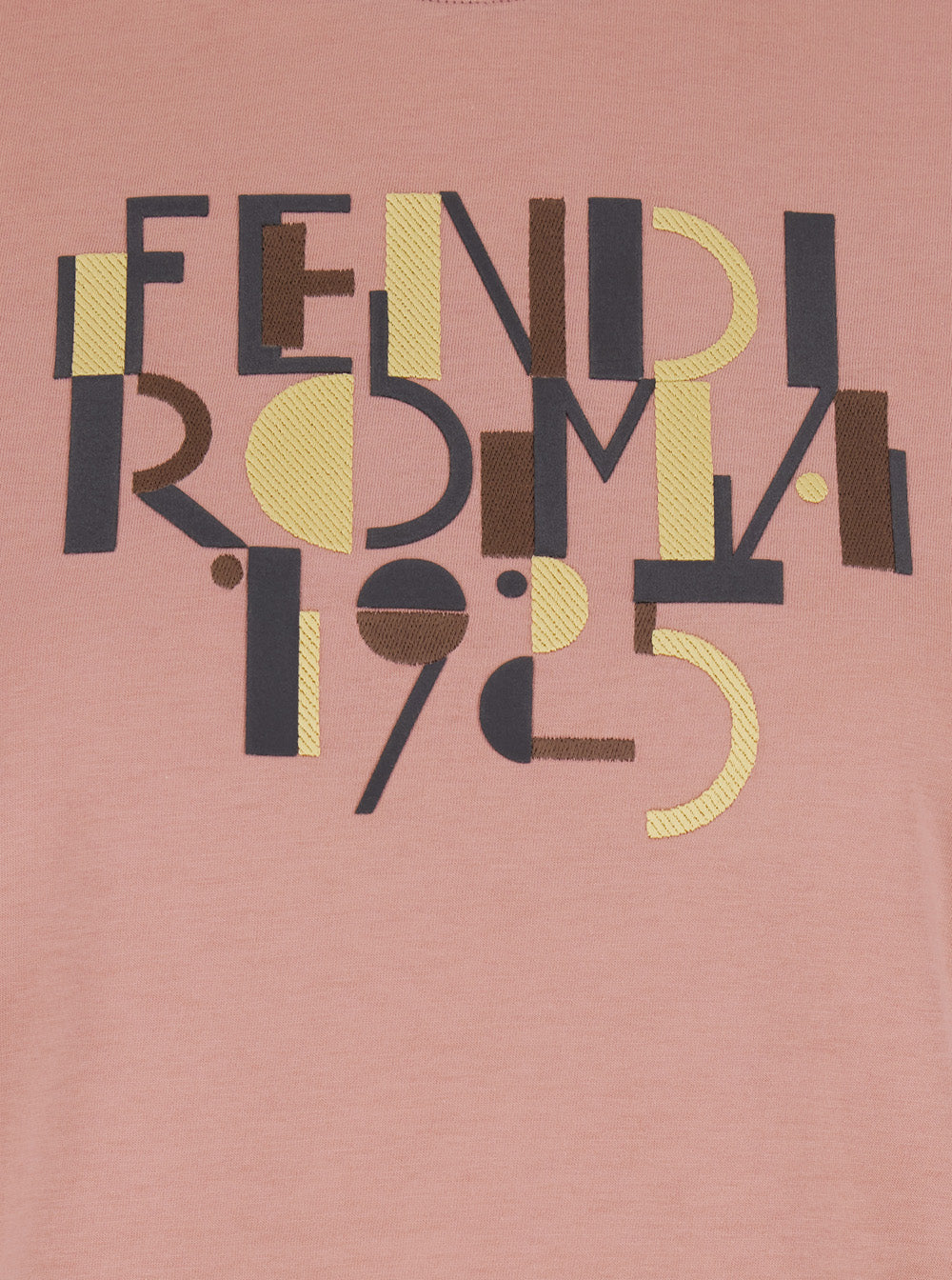 Fendi Women Pink Crewneck T-Shirt With Logo Detail On The Front In Cotton Woman