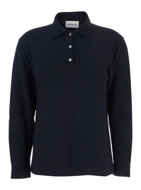 P.A.R.O.S.H. Women Blue Polo Shirt With Classic Collar And Long Sleeves In Wool Woman