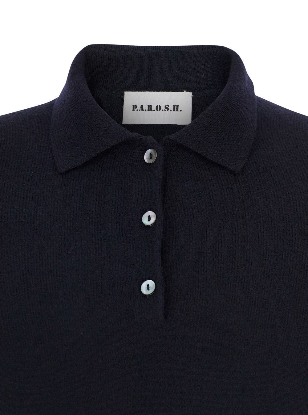 P.A.R.O.S.H. Women Blue Polo Shirt With Classic Collar And Long Sleeves In Wool Woman