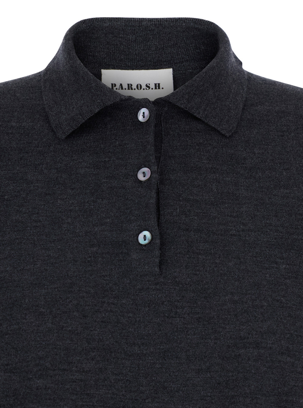 P.A.R.O.S.H. Women Grey Polo Shirt With Classic Collar And Long Sleeves In Wool Woman