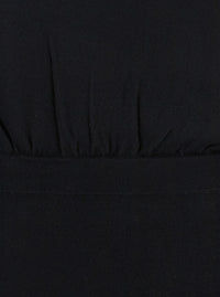 P.A.R.O.S.H. Women Black Round Neck Dress With Draped Waist In Wool Blend Woman