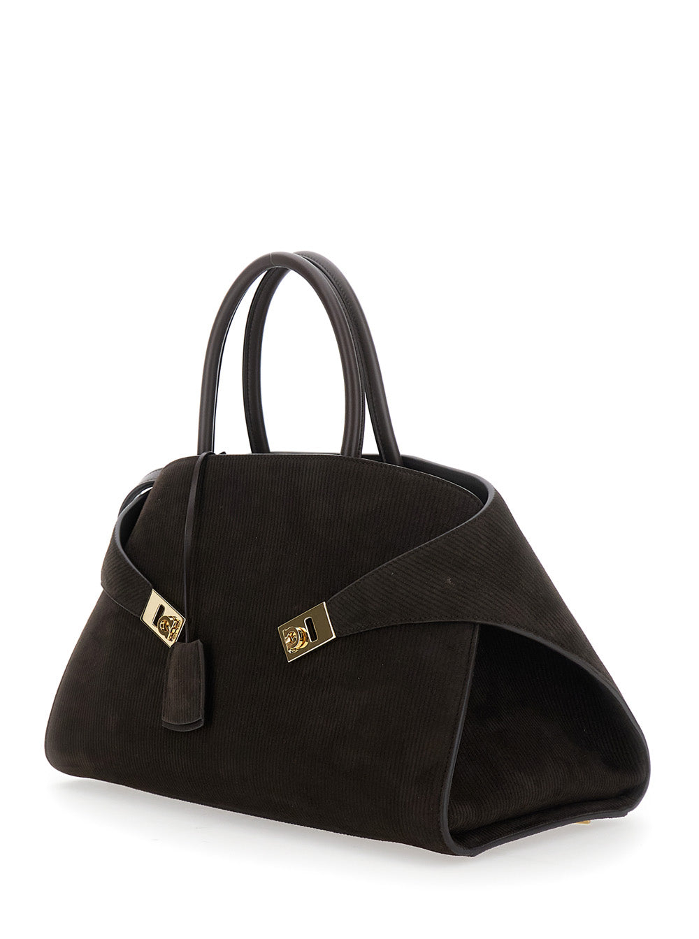 Ferragamo Women 'Hug Bicolor' Brown Handbag With Logo And Gancini Buckle In Leather Woman