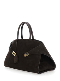 Ferragamo Women 'Hug Bicolor' Brown Handbag With Logo And Gancini Buckle In Leather Woman
