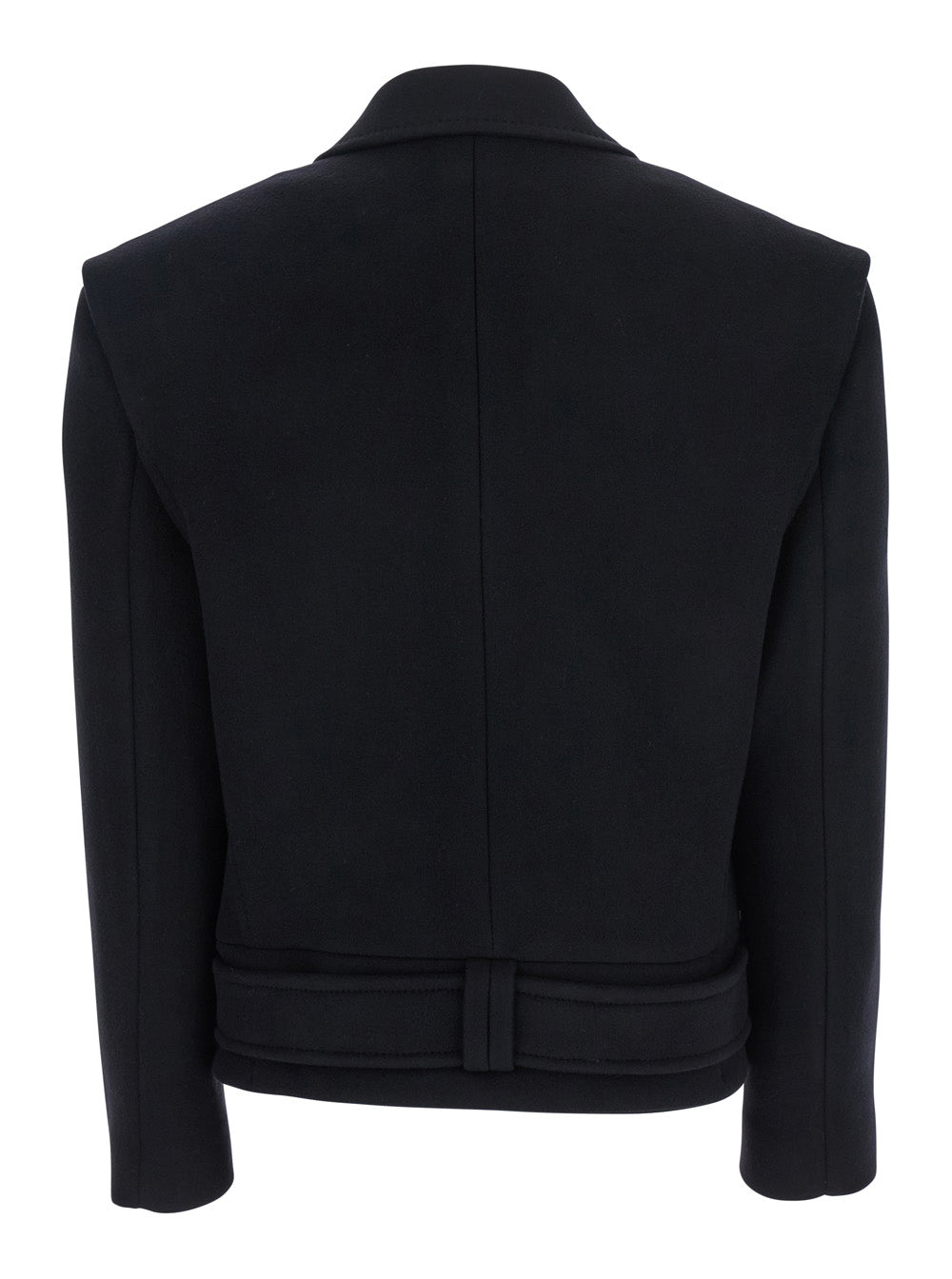 Balmain Women Black Jacket With Wide Lapels And Metallic Logo Buttons In Wool Woman