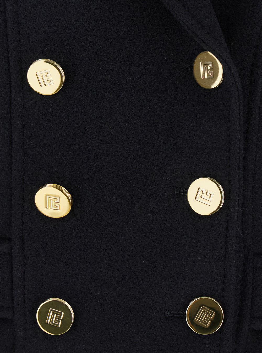 Balmain Women Black Jacket With Wide Lapels And Metallic Logo Buttons In Wool Woman