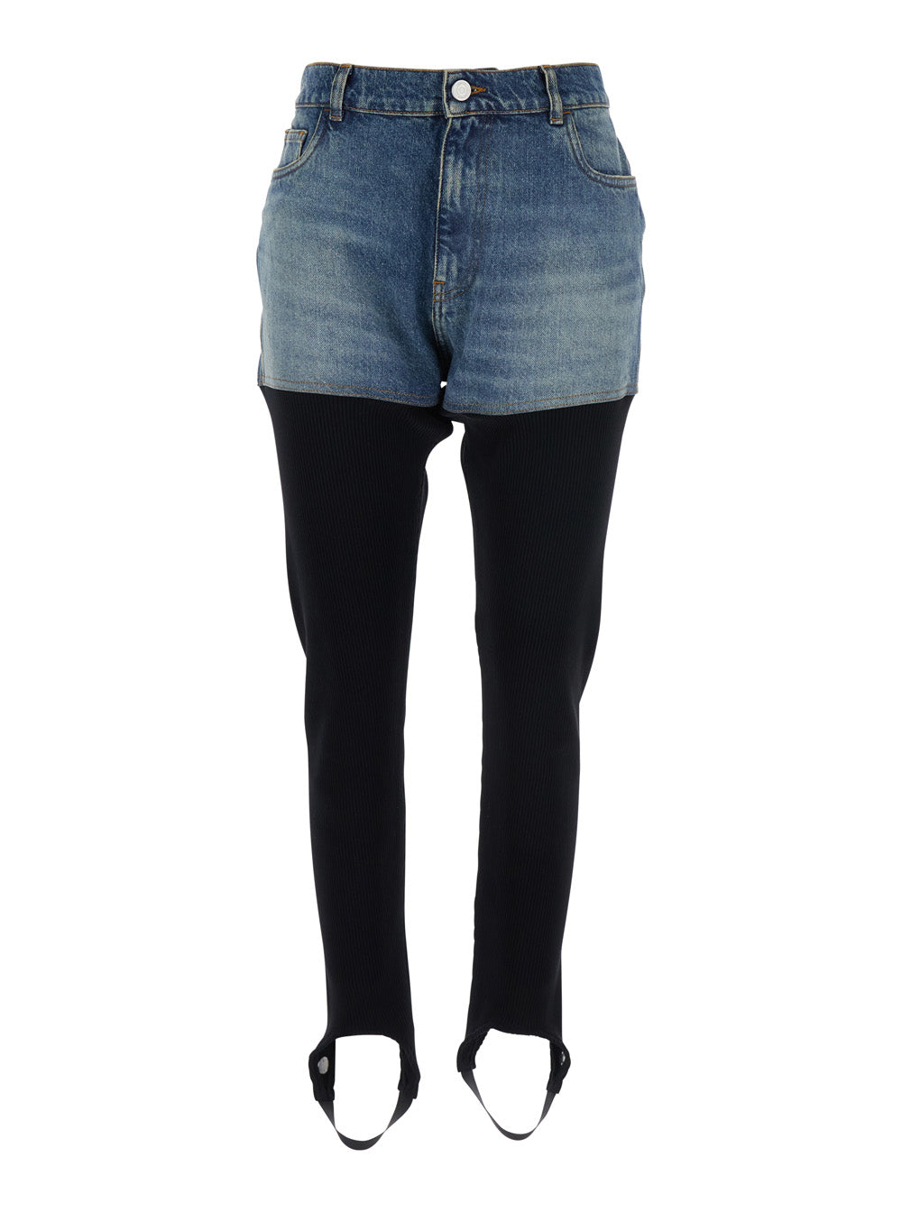 Coperni Women Multicolor Ribbed Leggings With Back Logo Plaque In Cotton Woman
