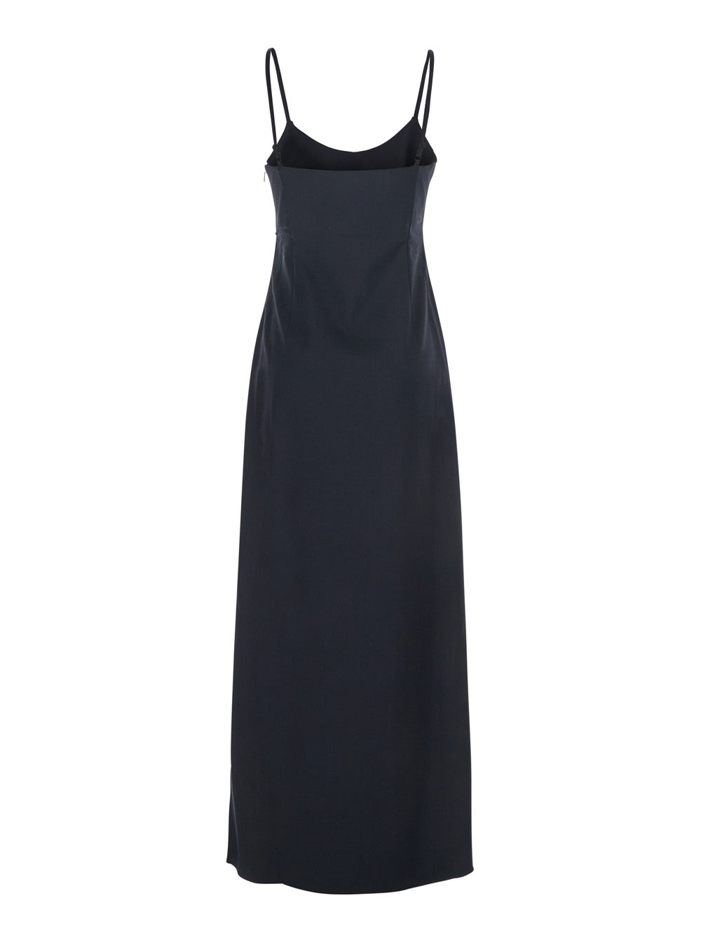 Coperni Women Black Long Dress With Thin Straps And Side Logo Plaque In Fabric Woman