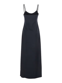 Coperni Women Black Long Dress With Thin Straps And Side Logo Plaque In Fabric Woman