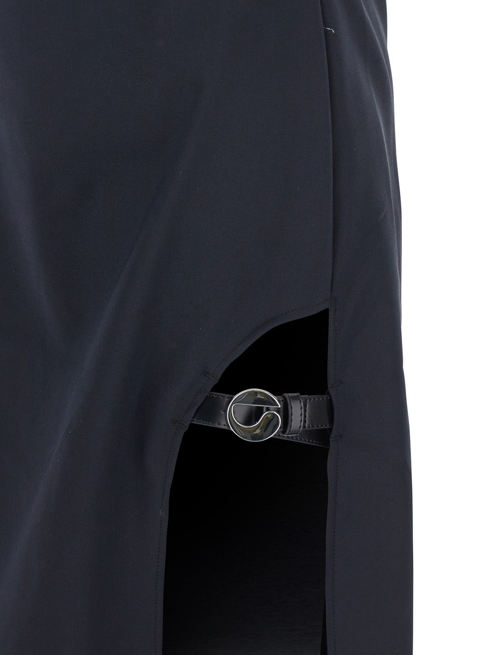 Coperni Women Black Long Dress With Thin Straps And Side Logo Plaque In Fabric Woman