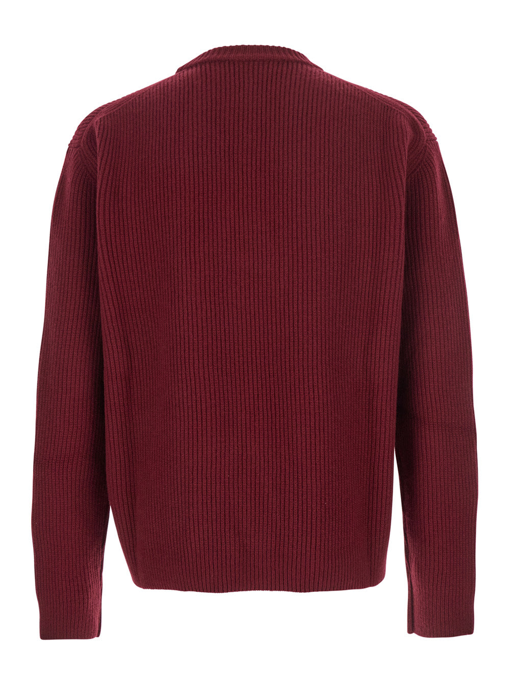 Gucci Men Bordeaux Crewneck Sweater With Logo Lettering Embroidery On The Front In Wool Man