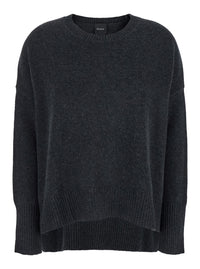 Leplain Women Dark Grey Oversized Crewneck Sweater In Cashmere Woman