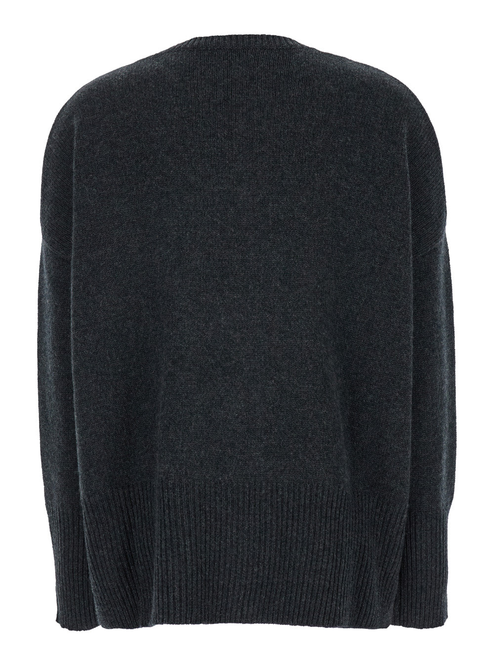 Leplain Women Dark Grey Oversized Crewneck Sweater In Cashmere Woman