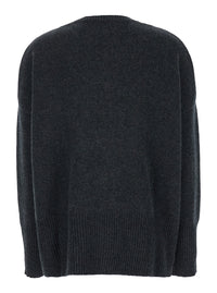 Leplain Women Dark Grey Oversized Crewneck Sweater In Cashmere Woman
