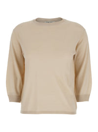 'S Maxmara Women 'Amici' Beige Sweater With Three-Quarter Sleeves In Virgin Wool Woman