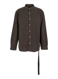 Drkshdw Men Brown Classic Collar Shirt With Lace Detail In Cotton Woman