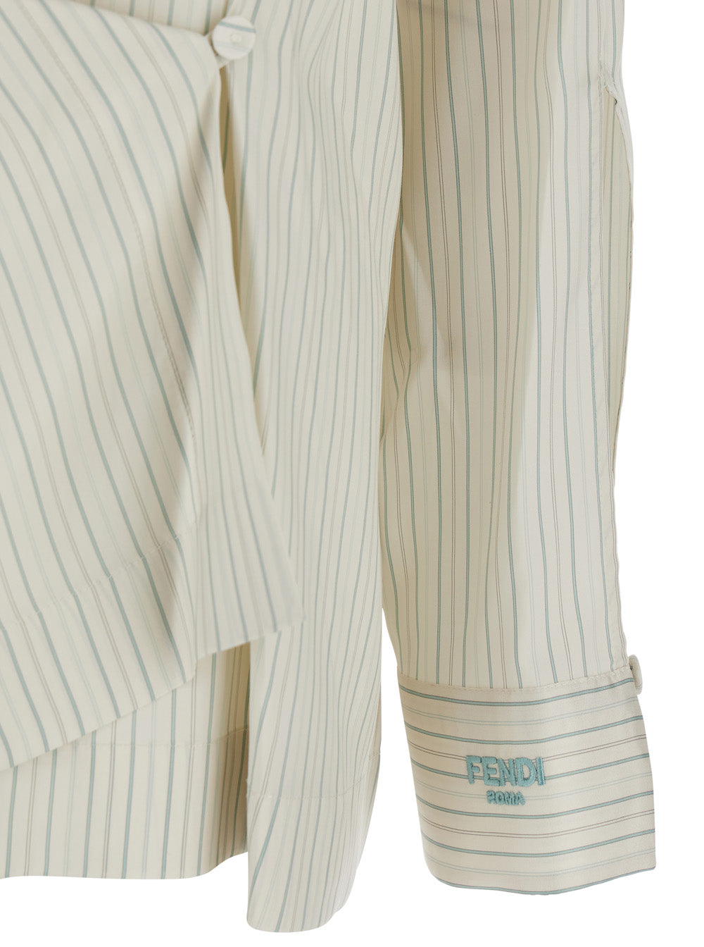 Fendi Women White Shirt With Point Collar And Asymmetrical Closure In Silk Woman