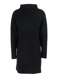 P.A.R.O.S.H. Women Black Turtleneck Midi Dress In Wool And Cashmere Woman