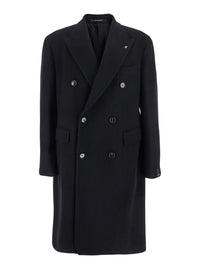 Tagliatore Men 'Londra' Black Oversized Double-Breasted Coat In Wool Man