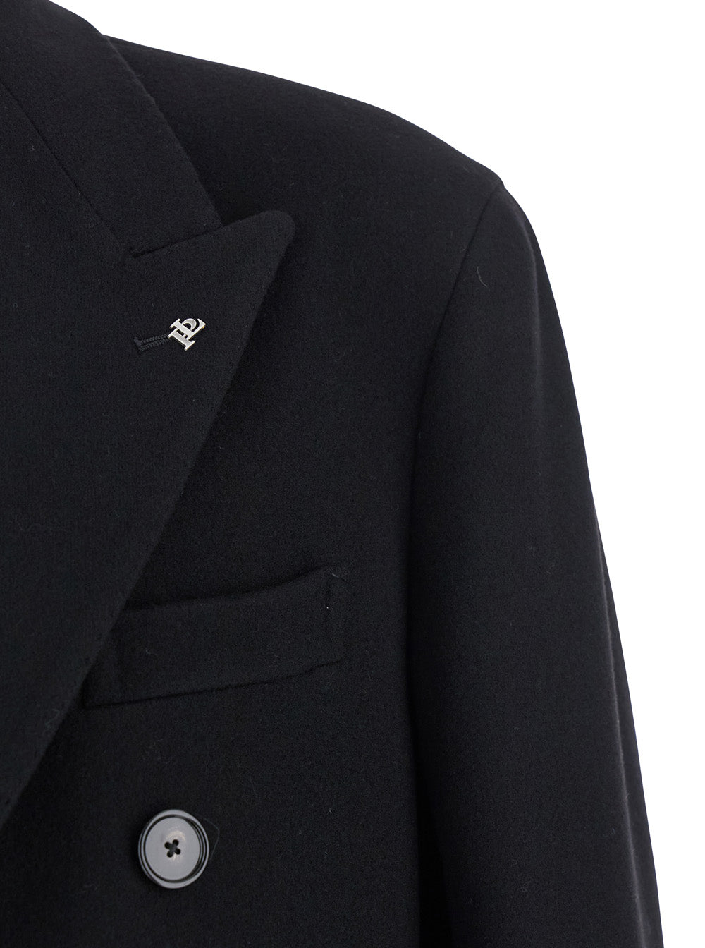 Tagliatore Men 'Londra' Black Oversized Double-Breasted Coat In Wool Man