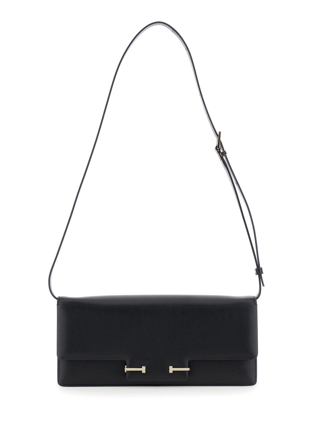 TOM FORD Tom Ford Women Black Crossbody Bag With Adjustable Shoulder Strap And T Plaque Closure In Grained Leather Woman